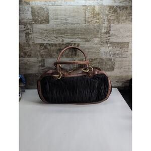 Donald Pliner Leather And Linen Shoulder Bag